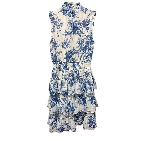 Express Women XS Floral‎ Ruffled Mini Dress Mocked Neck Summer Boho Cottagecore - Picture 4 of 9